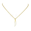 Natural White Shell Carved Angel Wing Pendant 304 Stainless Steel Cable Chain Necklaces for Women NJEW-JN06244-2