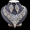 Leaf Zinc Alloy Rhinestone Pendant Necklaces & Stud Dangle Earrings Sets WGB182B-02-1