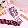 Rhombus Pattern Ethnic Style Embroidery Floral Polyester Ribbons OCOR-WH0070-324B-4