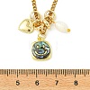 Brass Natural Paua Shell & Pearl Pendant 304 Stainless Steel Curb Chain Necklaces for Women NJEW-JN06258-04-4