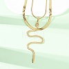 304 Stainless Steel Snake Pendant Double Layer Necklaces for Women NJEW-Z108-03G-1