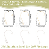 36Pcs 6 Styles 316 Stainless Steel Ear Cuff Findings STAS-SC0008-40-2