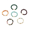Synthetic Turquoise/Natura White Jade/Multicolor Tourmaline/Carnelian/Flower Amazonite & Cultured Freshwater Pearl Finger Rings RJEW-JR01106-3