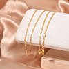 Brass Textured Oval Link Chain Necklaces NJEW-H053-01A-G01-3