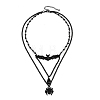 Iron & Teardrop Resin Halloween Bat Spider Pendant Double Layered Necklaces for Women LS-NJEW-A055-01B-EB-2
