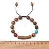 Adjustable Natural Sandalwood & Carnelian & Tiger Eye & Synthetic Turquoise Beaded Bracelets for Women Men BJEW-TA00737-4