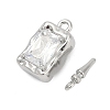 Brass Micro Pave Clear Cubic Zirconia Box Clasps KK-P291-40P-2