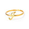 Adjustable 201 Stainless Steel Letter Open Cuff Rings for Women FS-WG61269-09-1