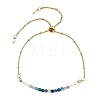 Adjustable Natural Kyanite & Apatite & Rhodonite & Non-magnetic Synthetic Hematite & Cultured Freshwater Pearl Beads Satellite Chains Slider Bracelets BJEW-JB14095-02-3