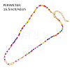 Bohemian Handmade Candy Color Resin and Potato Imitation Pearl Beaded Nsecklaces with Brass Chain for Women WG2740-1-3