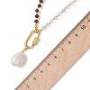 Natural Baroque Keshi Pearl Nuggets Pendant Dyed Natural Malaysia Jade Faceted Rondelle Beaded Necklaces for Women NJEW-JN06019-3