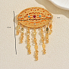 Vintage Brass Micro Pave Cubic Zirconia Filigree Evil Eye Dangle Brooches VX2385-2