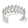 Titanium Steel Hollow Leaf Open Cuff Bangles for Women BJEW-G719-14P-3