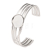 304 Stainless Steel Multi-strand Cuff Bracelet Blanks with Flat Round Bezel Settings SA-CBA4160-01B-P-1