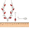 Leaf Brass Rhinestone Stud Dangle Earrings & Pendant Necklaces Set for Women SJEW-M102-03S-01-3
