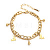 201 Stainless Steel Cable & Curb Chain Double Layeys Bracelets FS-WG1EEED-02-1