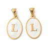 Natural Shell Oval with Initial Pendants STAS-I351-23G-L-1