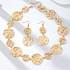 Alloy Round Hollow Link Necklace & Dangle Earring Sets for Women WG2A15C-01-1