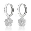 925 Sterling Silver Flower Earrings with Cubic Zirconia ZT2390-2-1