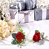 2Pcs 2 Style Silk Cloth Imitation Rose Corsage Boutonniere AJEW-CP0001-61C-5