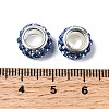 Polymer Clay Rhinestone European Large Hole Beads with Silver Color Plated Brass Cores FPDL-R002-08-4