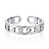 Non-Tarnish 304 Stainless Steel Curb Chains Shape Open Cuff Ring RJEW-N040-40-2