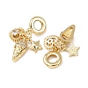 Ocean Brass Micro Pave Clear Cubic Zirconia European Dangle Charms KK-H278-03G-08-2
