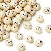 100Pcs Printed Wood European Beads WOOD-CJ0002-78-8