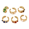 Round Natural Mixed Stone Finger Rings RJEW-Q822-31G-1