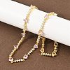 Brass Pave Pink Cubic Zirconia Heart Link Chain Necklaces KK-CBA4547-16A-G-3
