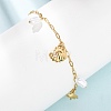 Ocean 304 Stainless Steel and Imitation Pearl Charm Anklets for Women SA-CBA3D94-04D-G-2