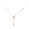 Natural Cultured Freshwater Pearl Beaded Flower Pendant Brass Cable Chain Necklaces for Women NJEW-JN06561-2
