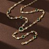 Brass Pave Cubic Zirconia Heart Pendant Y Tassel Necklaces for Women NJEW-A071-01G-05-2