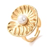 304 Stainless Steel Shell Beads Cuff Open Rings for Women RJEW-E301-01A-2