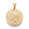 304 Stainless Steel Coin Pendants STAS-F252-25G-1
