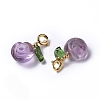 Natural Amethyst Rose Spring Ring Clasp Charms HJEW-P014-03G-3