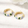 Brass Enamel Hoop Earrings for Women EJEW-K335-01G-01-2