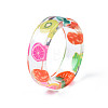 Transparent Resin Fruit Finger Ring for Women RJEW-T022-024-5