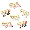 6Pcs 3 Style Steel Brooches JEWB-CJ00006-8