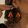 Bohemian Style Green Butterfly Wing Glass Bead Handmade Dangle Earrings FV2215-2
