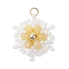Copper Wired Natural Dyed Malaysia Jade Faceted Flower Pendants PALLOY-MZ01199-01-1