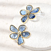 Brass Glass Stud Earrings for Women KK-CBABDD8-18G-1