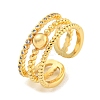 Brass Micro Pave Clear Cubic Zirconia Round Open Cuff Ring RJEW-M173-10B-G-1