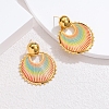 Flat Round 304 Stainless Steel Dangle Stud Earrings EJEW-A158-10G-1