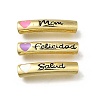 Brass Enamel Heart Word Curved Tube Beads KK-C090-51G-1