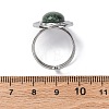 Oval Natural Moss Agate Finger Rings RJEW-M063-01P-08-5