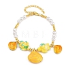 Ocean Brass Enamel Starfish Shell Shape Charm Bracelets for Women KK-CBA68DA-16G-03-4