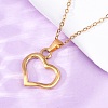 Hollow Heart 304 Stainless Steel Pendant Necklaces NJEW-H059-16G-2