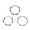 3Pcs Natural Mixed Gemstone & Shell Pearl Round Beaded Braided Bead Bracelets BJEW-JB13392-2