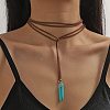 Bohemian Style Synthetic Turquoise Cone Pendant Necklaces for Women NJEW-G158-02-1
